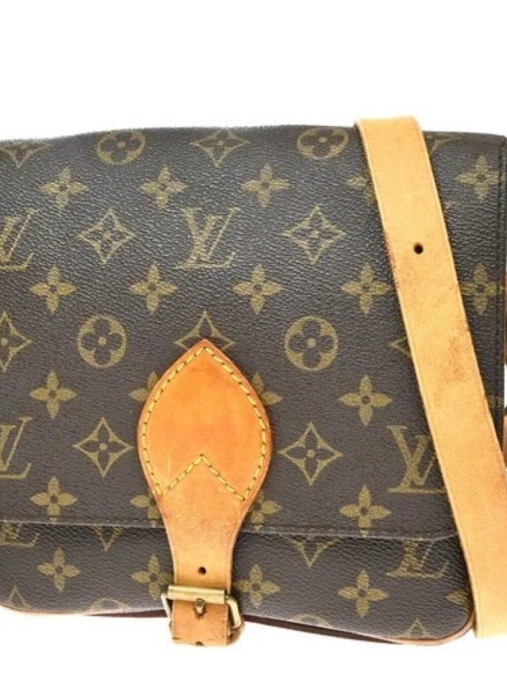 LOUIS VUITTON Cartouchiere MM Shoulder Bag Monogram Leather Brown M51253 88KD698